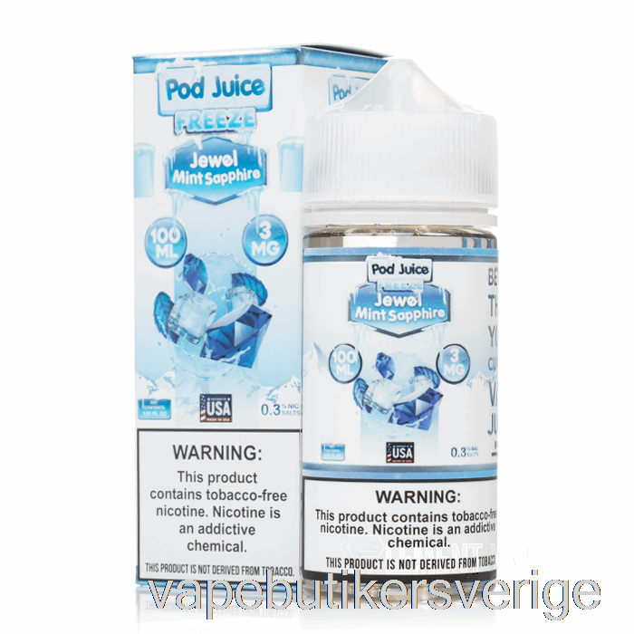 Vape Sverige Freeze Jewel Mint Safir - Pod Juice - 100ml 0mg
